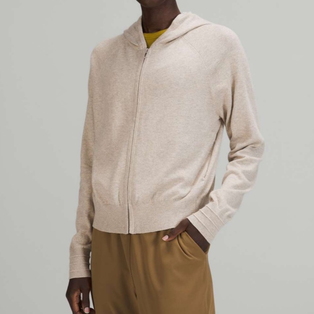 NWOT Lululemon Cotton-Cashmere Knit Hoodie - Heathered Raw Linen
